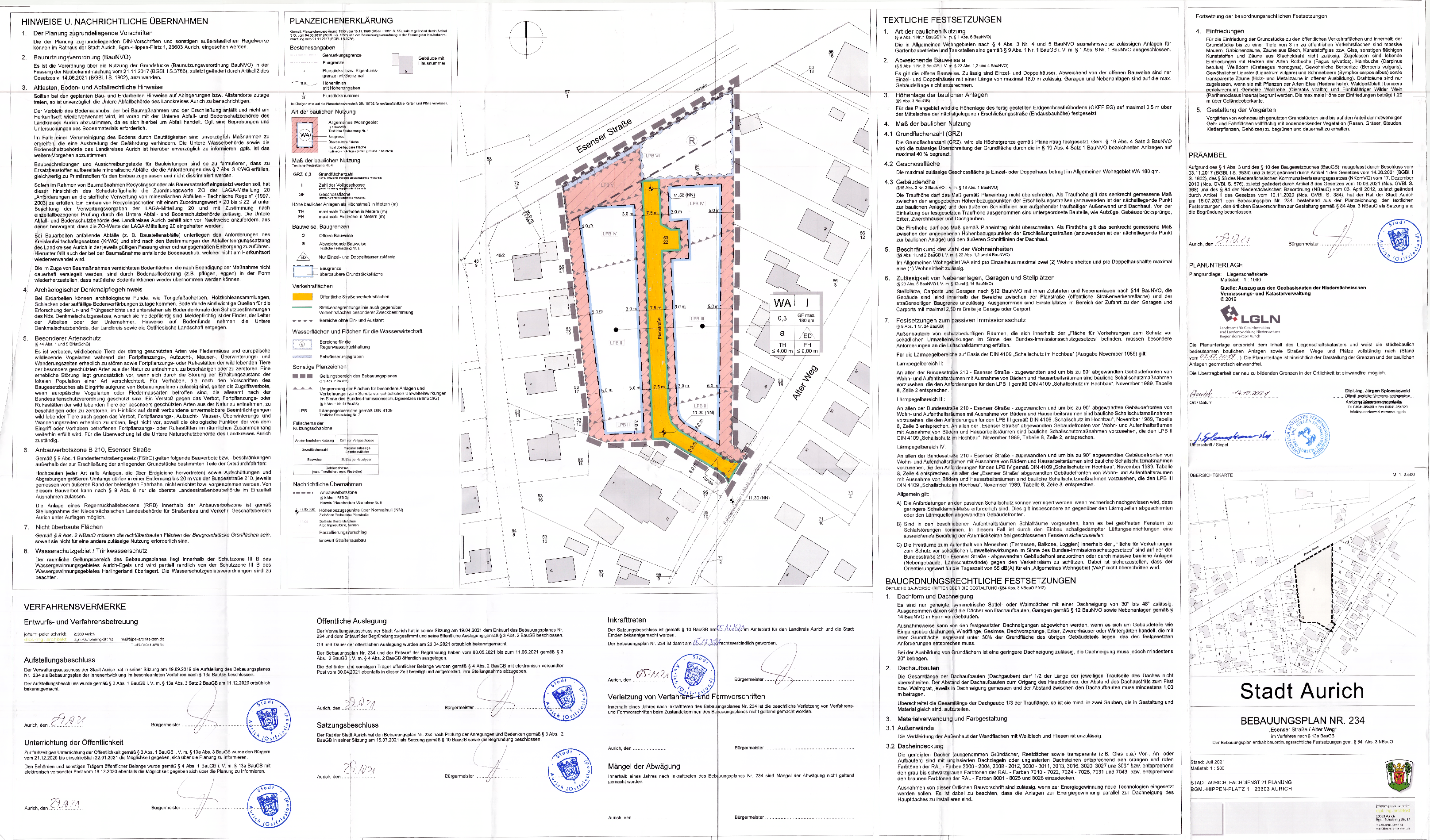 Rechtsverbindlicher Bebauungsplan Nr. 234 Esenser Straße/Alter Weg