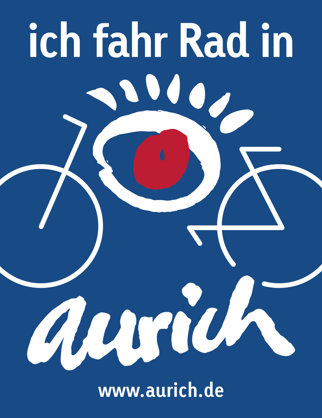 Logo der Stadt Aurich mit dem Schriftzug Ich fahr Rad in Aurich