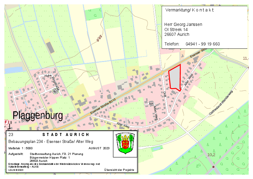 Übersichtsplan Bebauungsplan Nr. 234 Esenser Straße/Alter Weg 