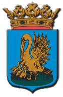 Das Wappen von Appingedam zeigt ein blaues Schild, auf dem eine goldene Pelikanmutter, mit erhobenen Flügeln stehend und ihre drei Jungen mit ihrem Blut fütternd, zu sehen ist. Auf dem Schild befindet sich eine goldene Krone mit fünf Blättern.