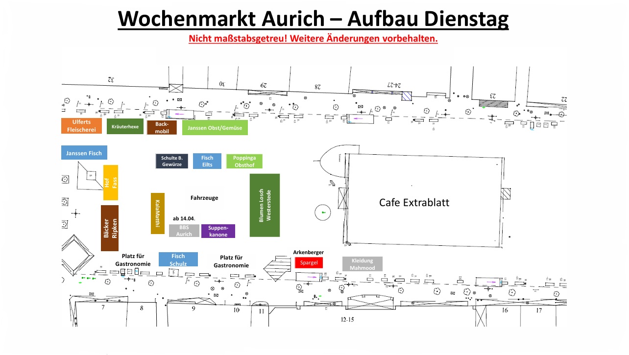 Aufbauplan Wochenmarkt am Dienstag 