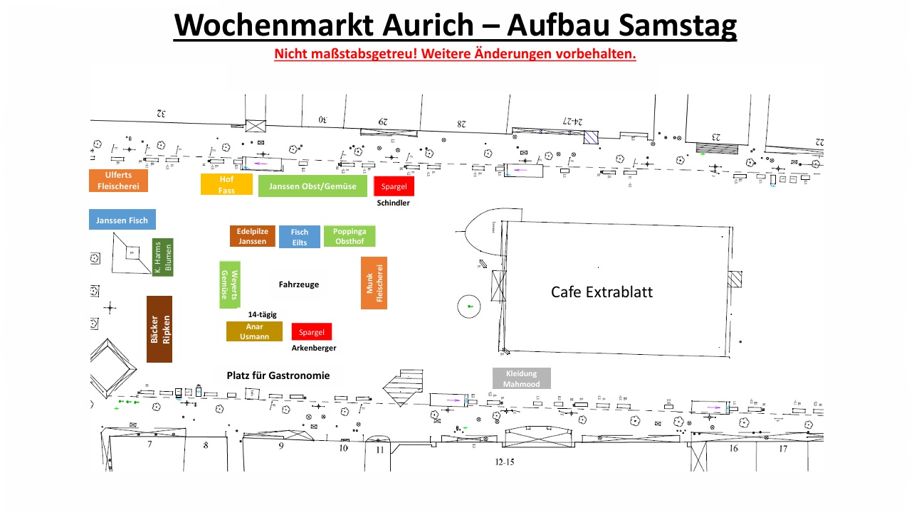 Aufbauplan Wochenmarkt am Samstag