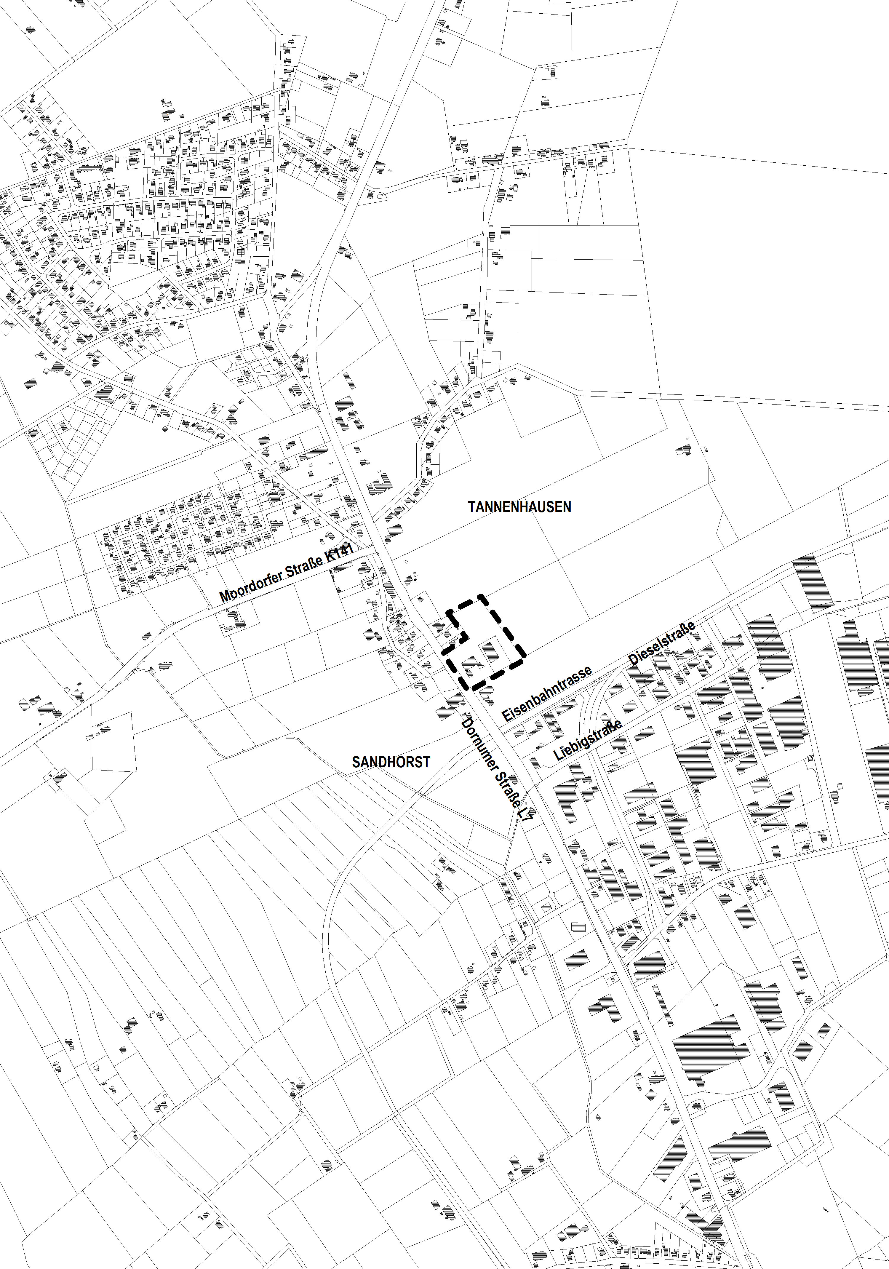 Kartenausschnitt Geltungsbereich der 12. Berichtigung des Flächennutzungsplanes