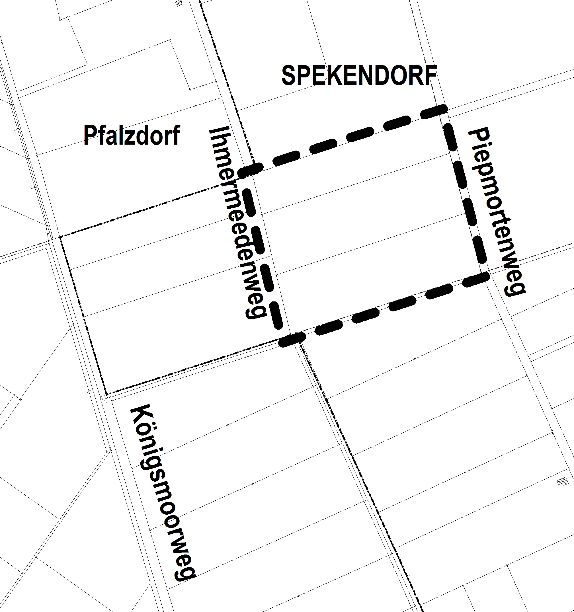 Kartenausschnitt Geltungsbereich des vorhabenbezogenen Bebauungsplanes 3. Änderung des Vorhaben- und Erschließungsplans Königsmoor in Spekendorf Nr. 06