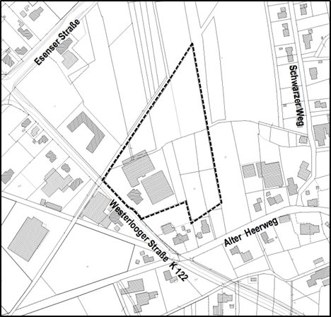 Kartenausschnitt Geltungsbereich Bebauungsplan Nr. 363