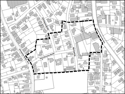 Kartenausschnitt Geltungsbereich Bebauungsplan Nr. 23/1/N