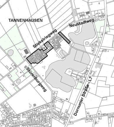 Kartenausschnitt Geltungsbereich Bebauungsplan Nr. 68 11. Änderung